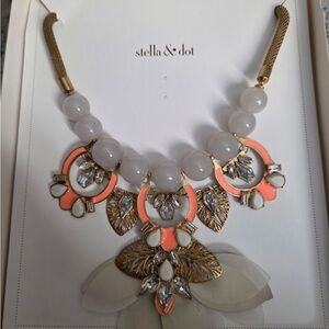 Stella & Dot Gold and Cream Necklace with Ornate Pendants